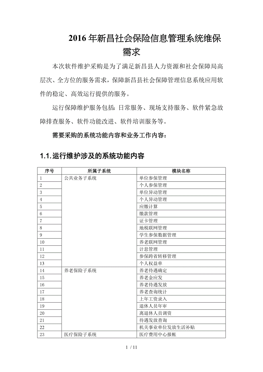 2016年新昌社会保险信息管理系统维保需求_第1页