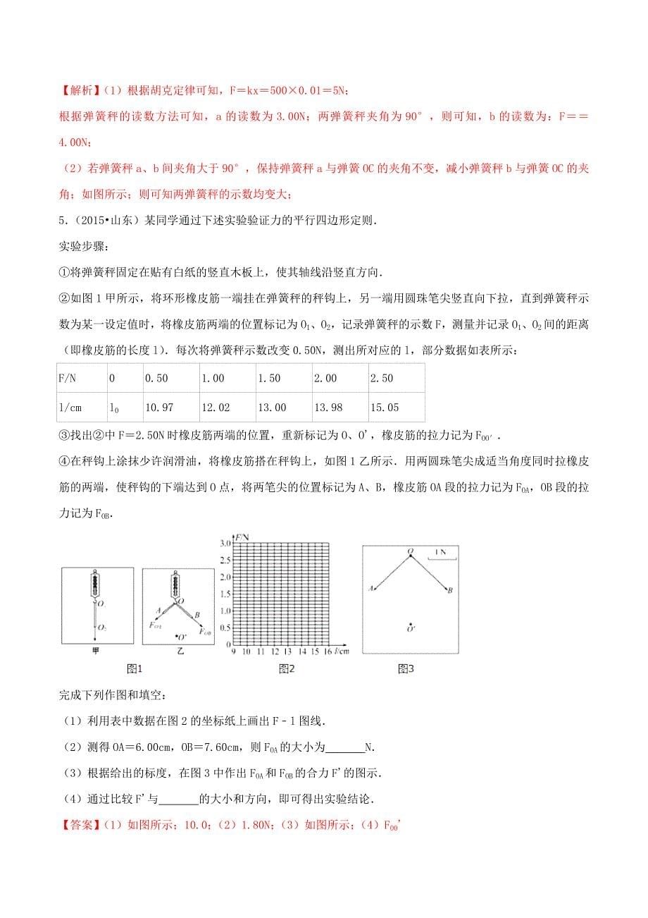 2022年高考物理一轮复习 专题05 验证力的平行四边形定则（含解析）_第5页