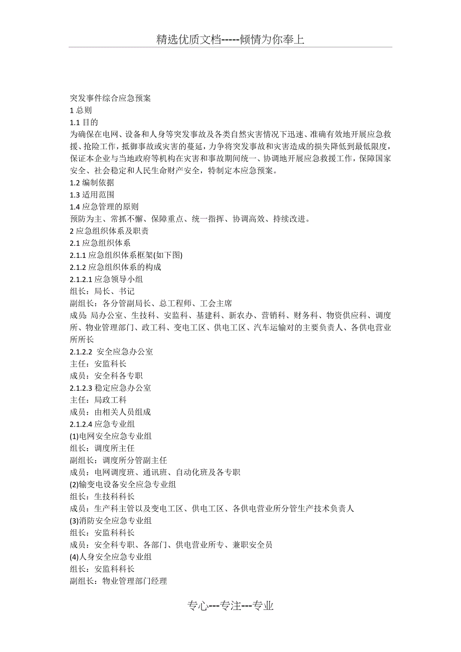 综合应急预案模版_第1页