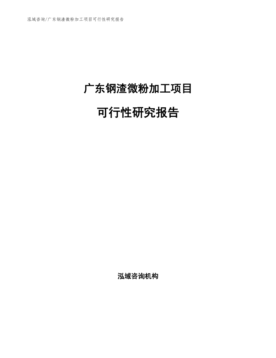 广东钢渣微粉加工项目可行性研究报告（可编辑模板）_第1页
