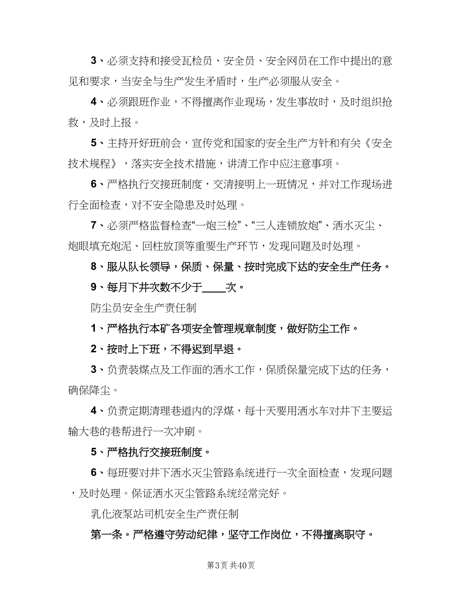 采煤队长安全生产岗位责任制范文（8篇）_第3页