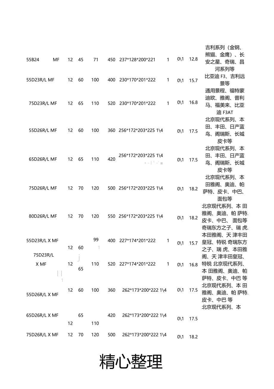 蓄电池车型匹配表格模板骆驼_第5页