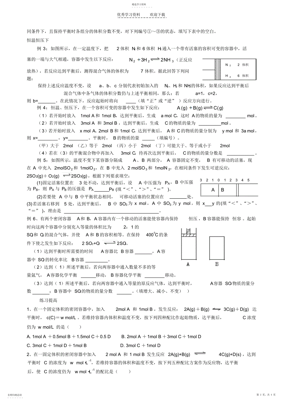 2022年高二化学等效平衡专题讲练_第2页