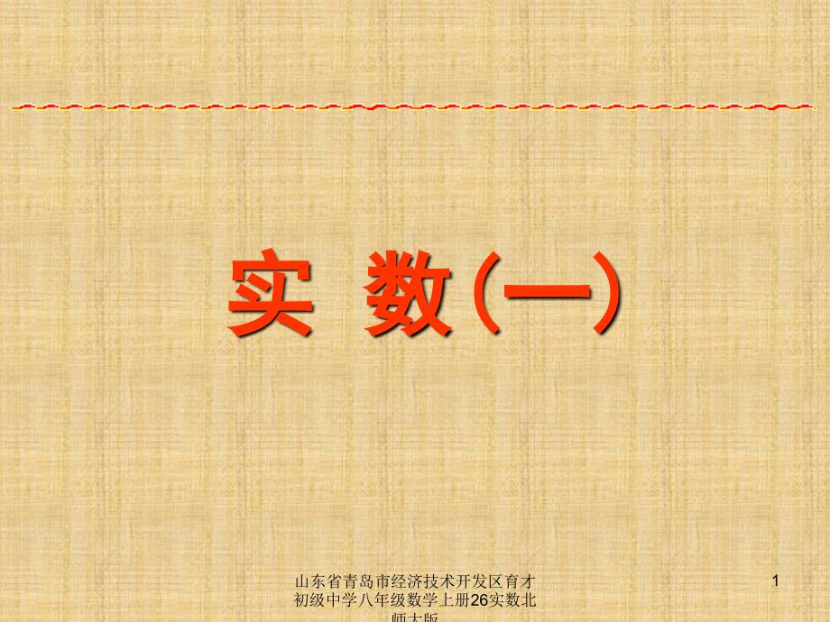 山东省青岛市经济技术开发区育才初级中学八年级数学上册26实数北师大版课件_第1页