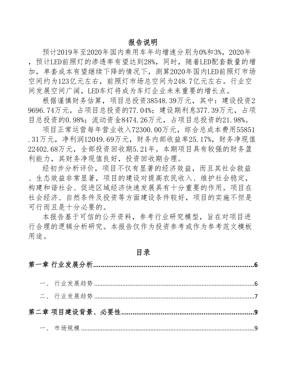 黑龙江机动车灯具项目可行性研究报告(DOC 61页)_第1页