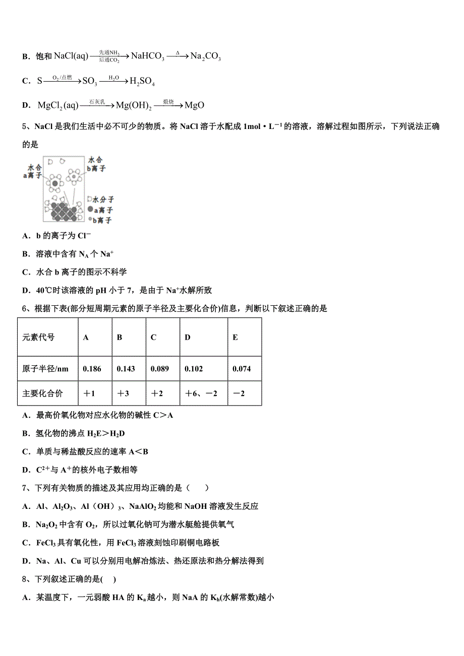 2023学年吉林省长春市榆树市高三（最后冲刺）化学试卷(含解析）.doc_第2页