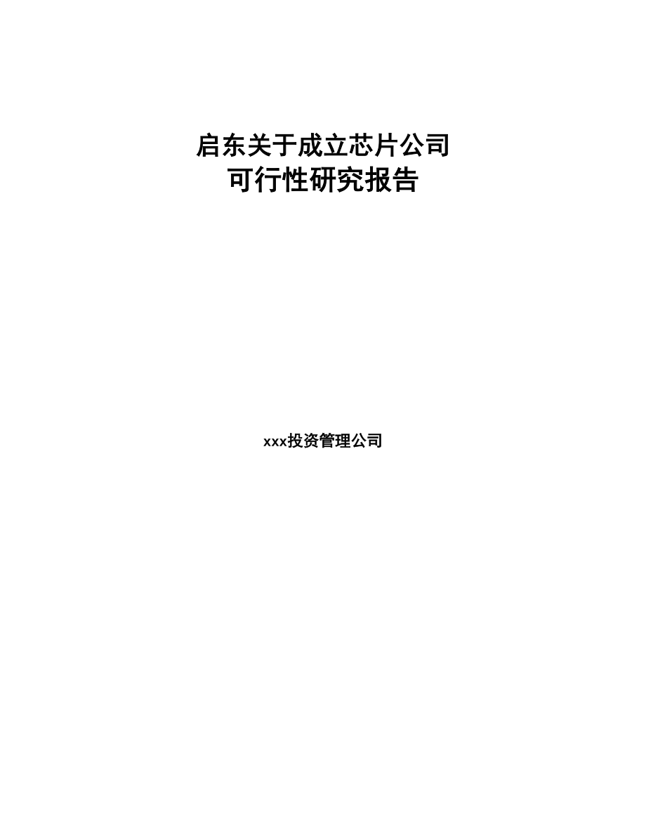 启东关于成立芯片公司可行性研究报告(DOC 76页)_第1页