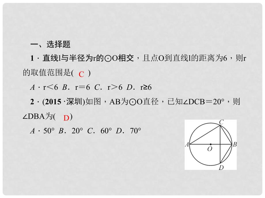 原九年级数学上册 24 圆单元复习（四）圆习题课件 （新版）新人教版_第2页