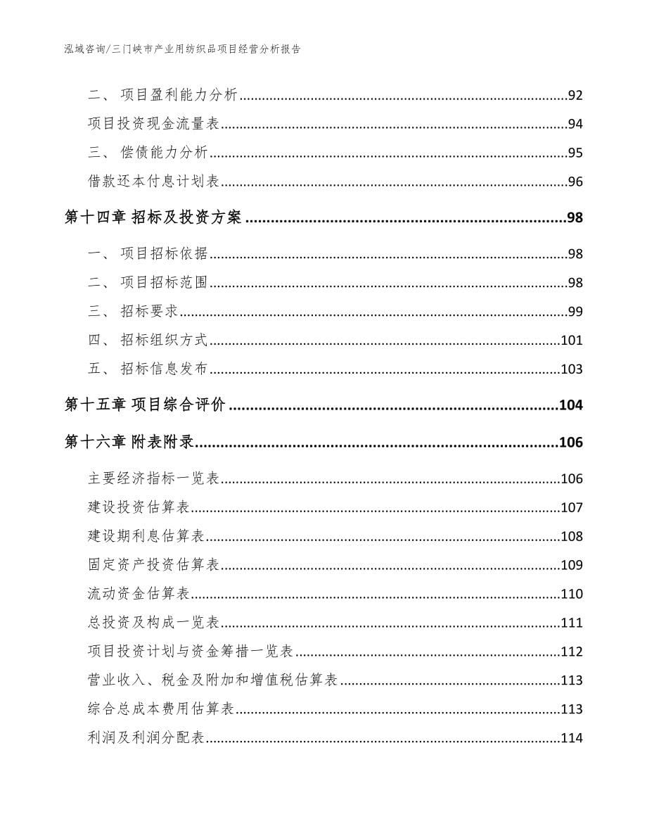 三门峡市产业用纺织品项目经营分析报告模板范本_第5页