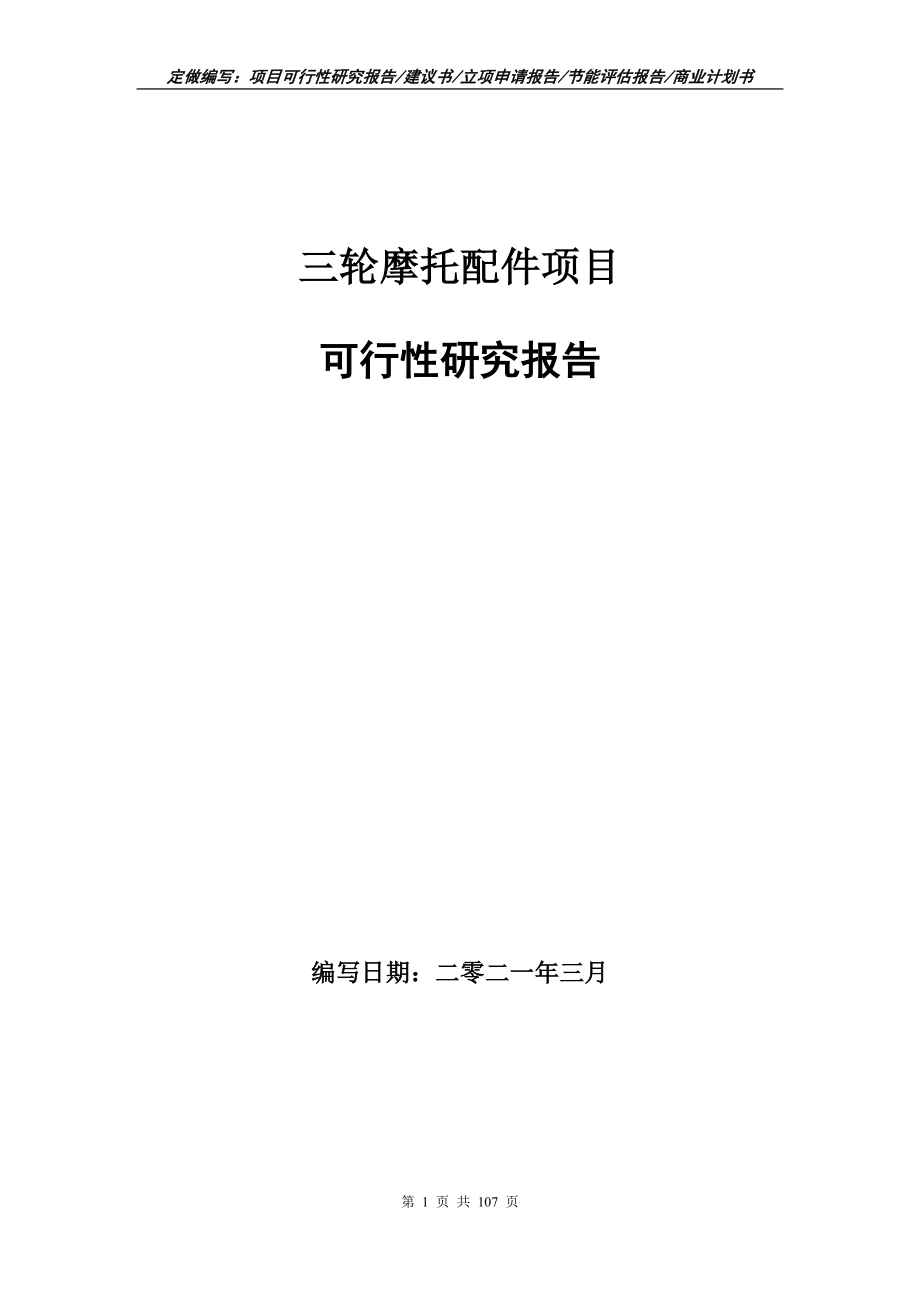 三轮摩托配件项目可行性研究报告立项申请_第1页