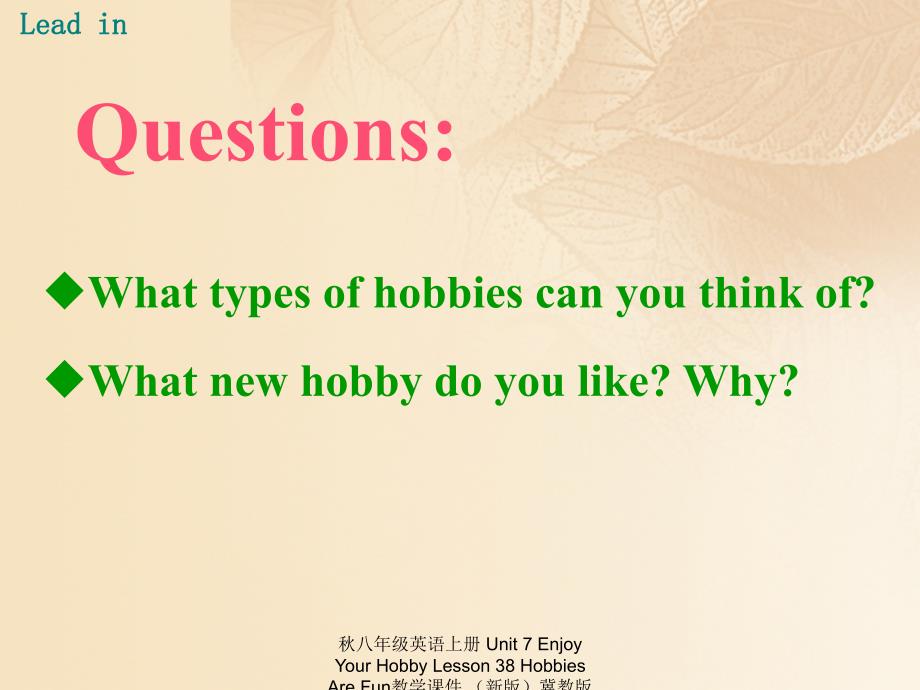 最新八年级英语上册Unit7EnjoyYourHobLesson38HobbiesAreFun教学课件_第4页