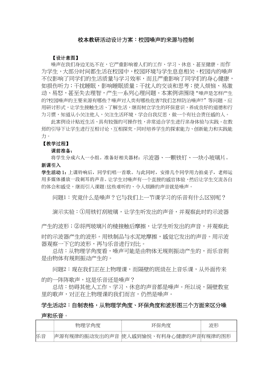 校本教研活动设计方案_第1页