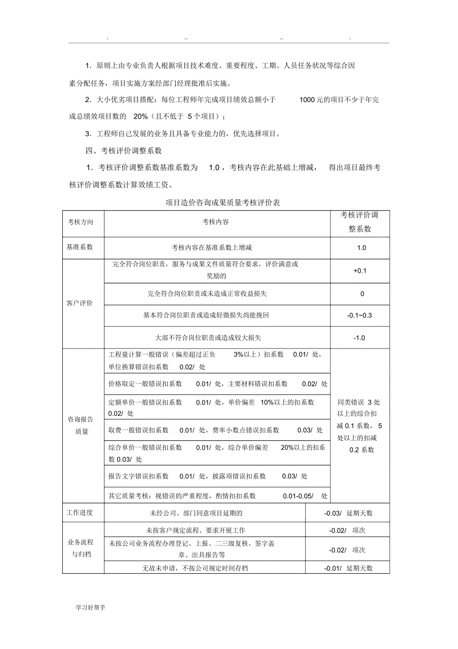 造价咨询公司绩效提成方案_第2页