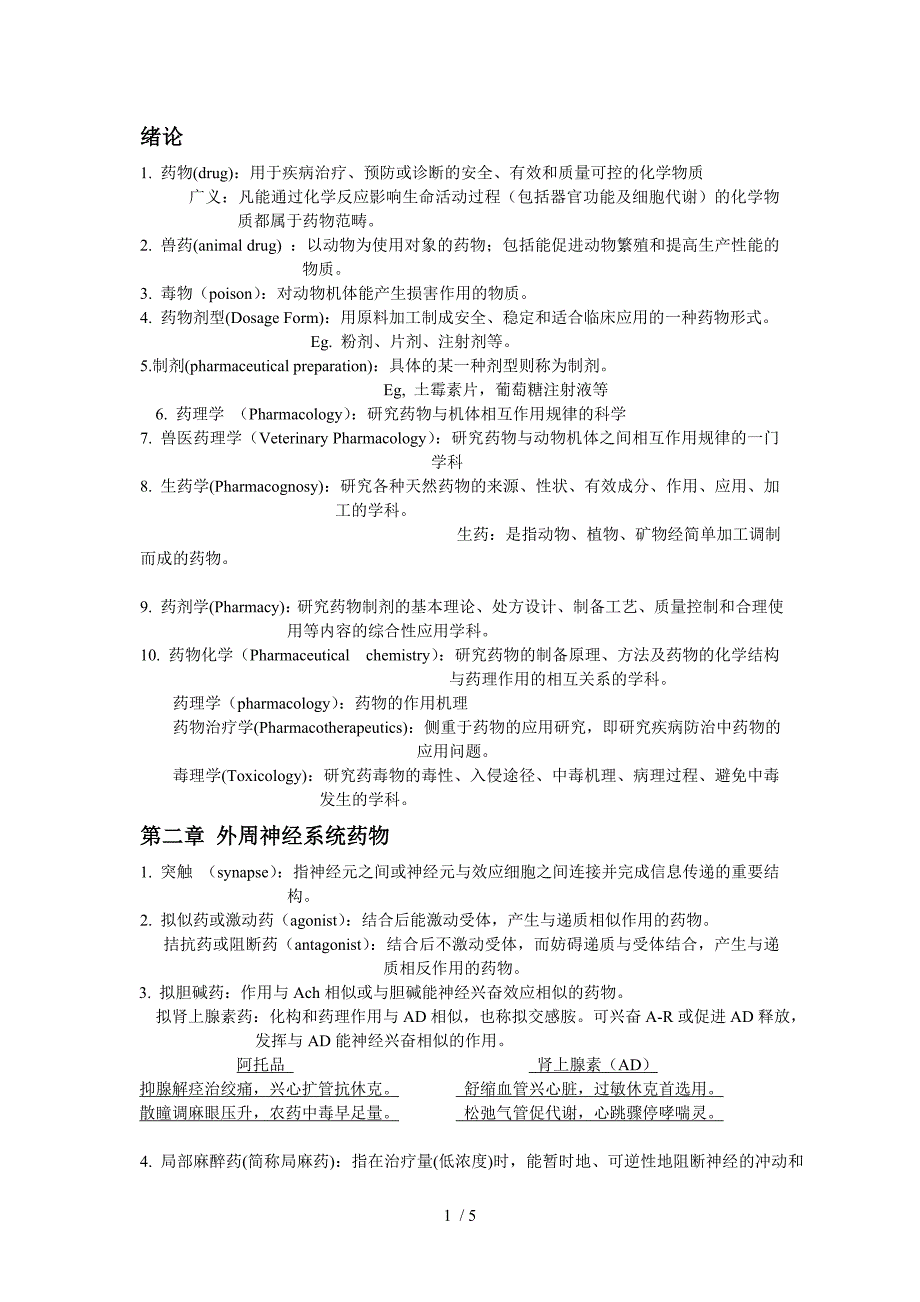 兽医药理学名词解释_第1页