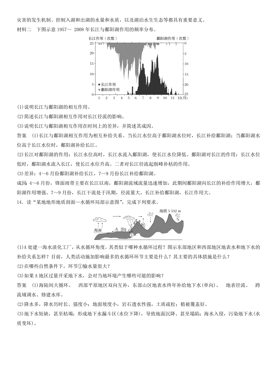 2019届高考地理一轮总复习：自然界的水循环和水资源的合理利用--课时练习题_第4页