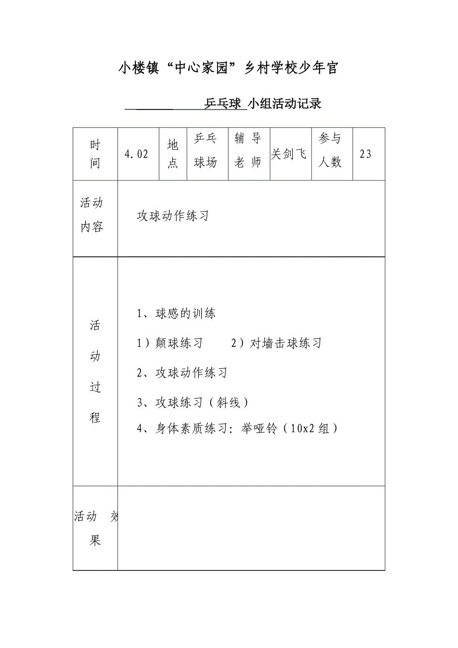 乡村少年宫体育活动记录表_第3页