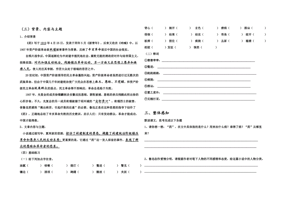 药鲁迅导学案_第2页