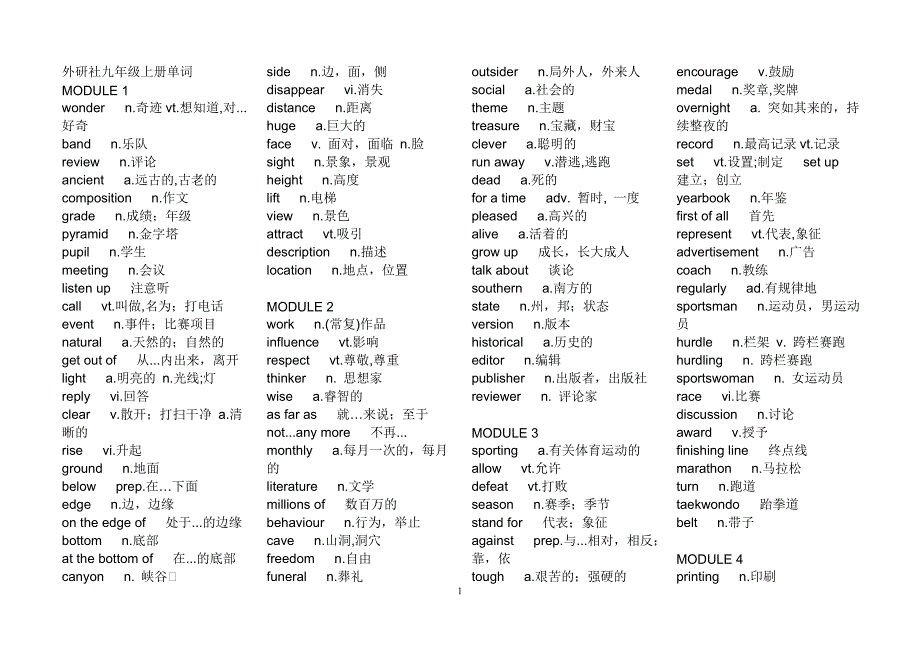 外研社九年级上册单词.doc_第1页