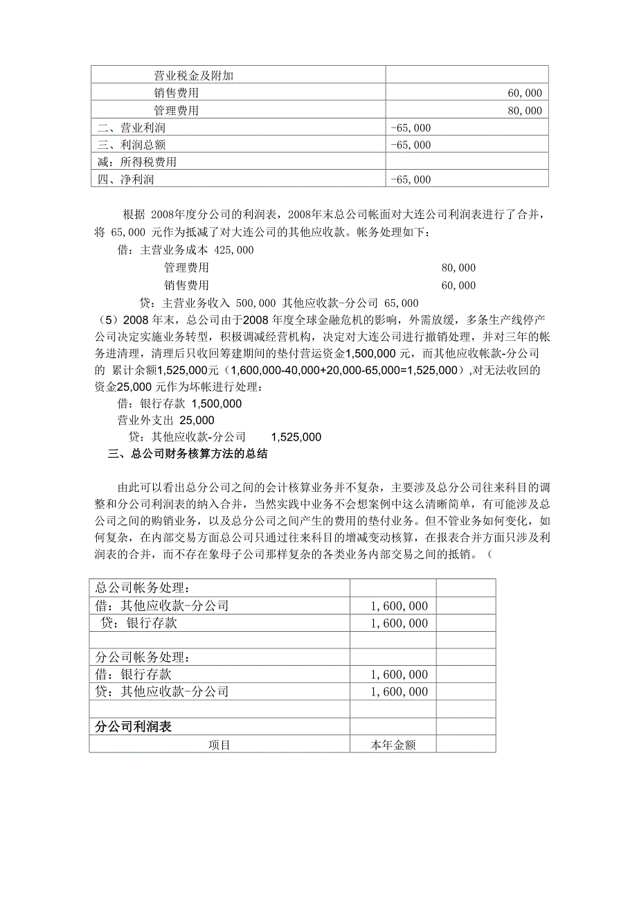 总公司与分公司合并报表编制举例_第3页