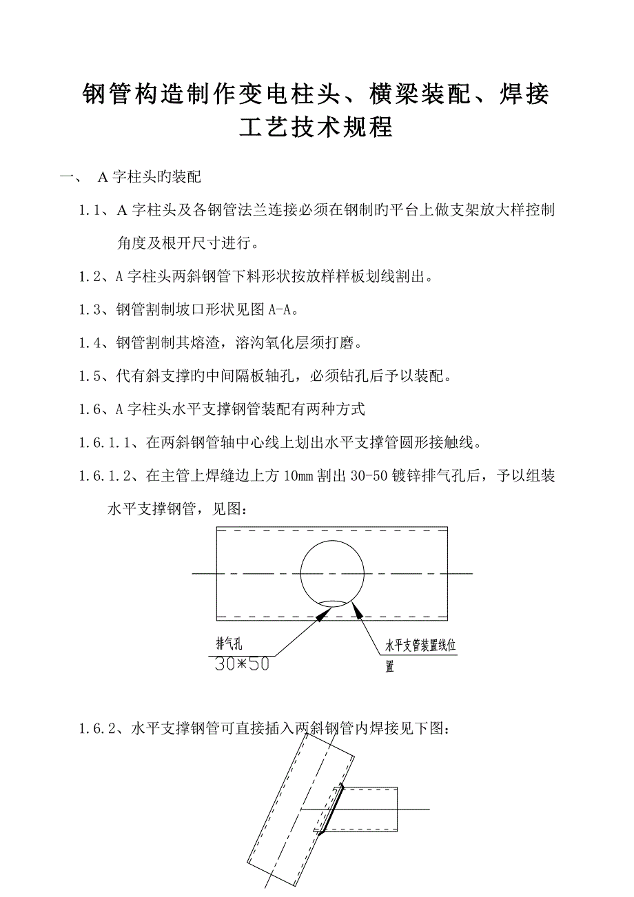 输电线路钢管结构制作变电柱头横梁装配焊接标准工艺重点技术专题规程_第1页