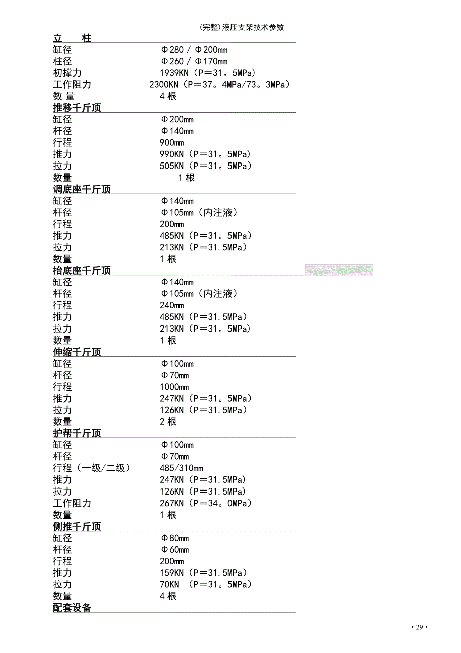 (最新整理)液压支架技术参数_第4页