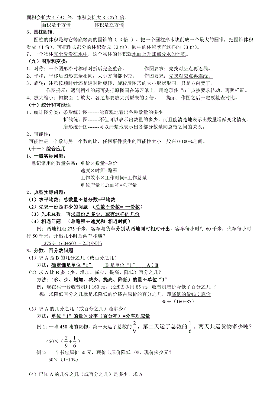 人教版六年级数学总复习资料全_第4页