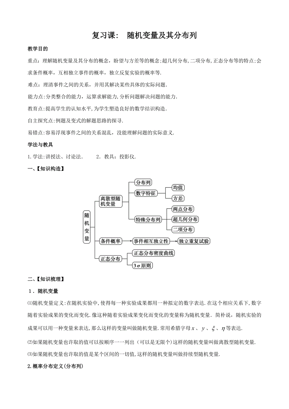 随机变量及其分布-小结与复习_第1页