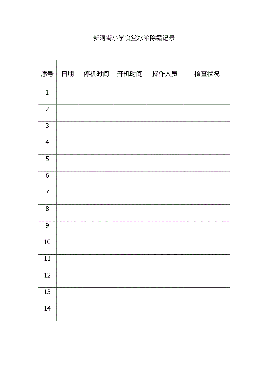 食堂冰箱除霜记录_第1页