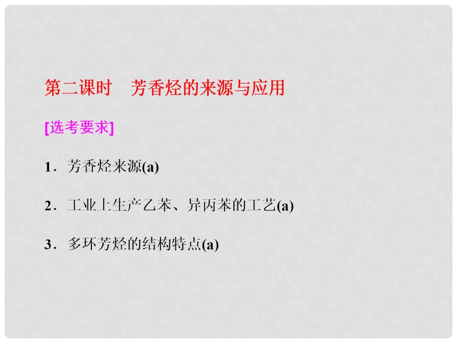 高中化学 专题3 常见的烃 第二单元 第二课时 芳香烃的来源与应用实用课件 苏教版选修5_第1页