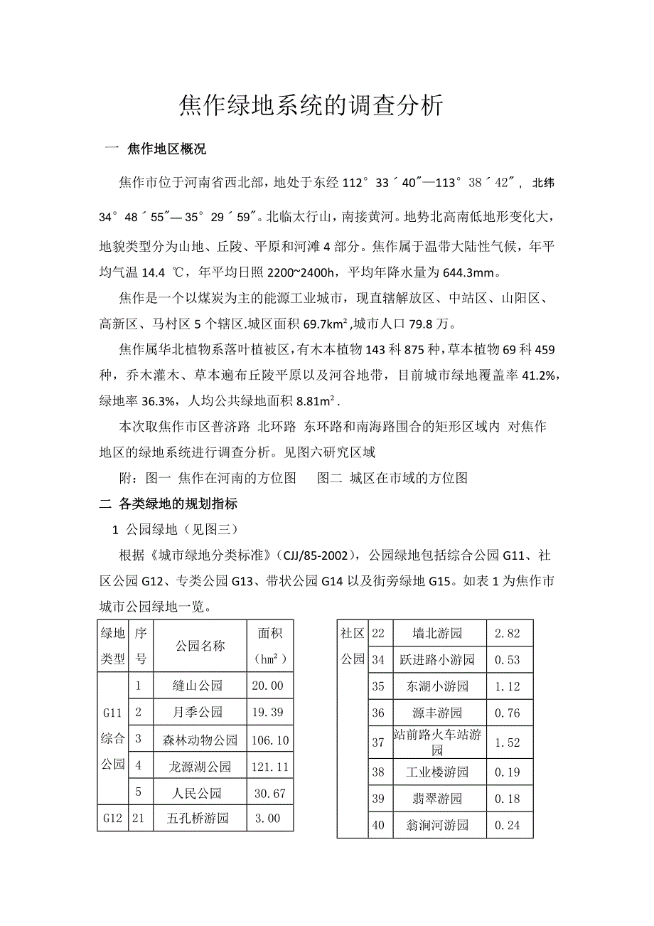 焦作绿地系统的调查分析_第1页