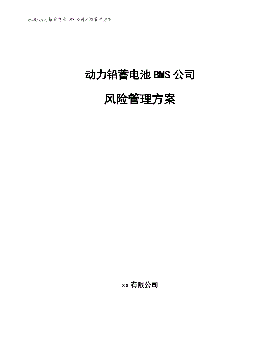 动力铅蓄电池BMS公司风险管理方案【参考】_第1页