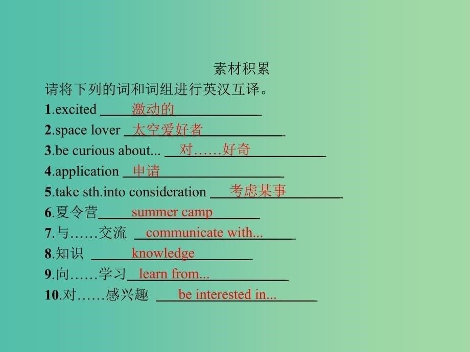 高中英语Unit4AstronomythescienceofthestarsSectionⅣ课件新人教版.ppt_第5页