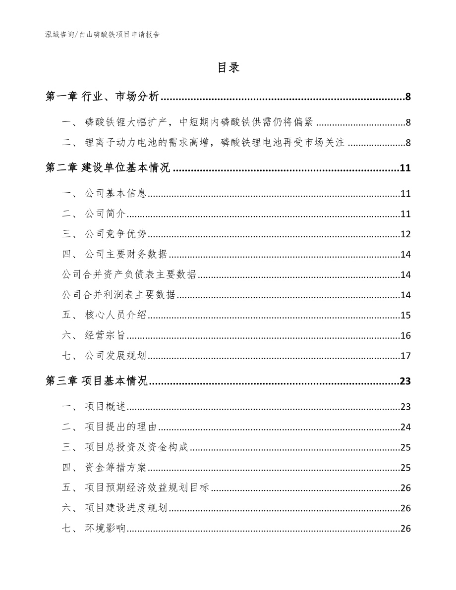 白山磷酸铁项目申请报告_第2页