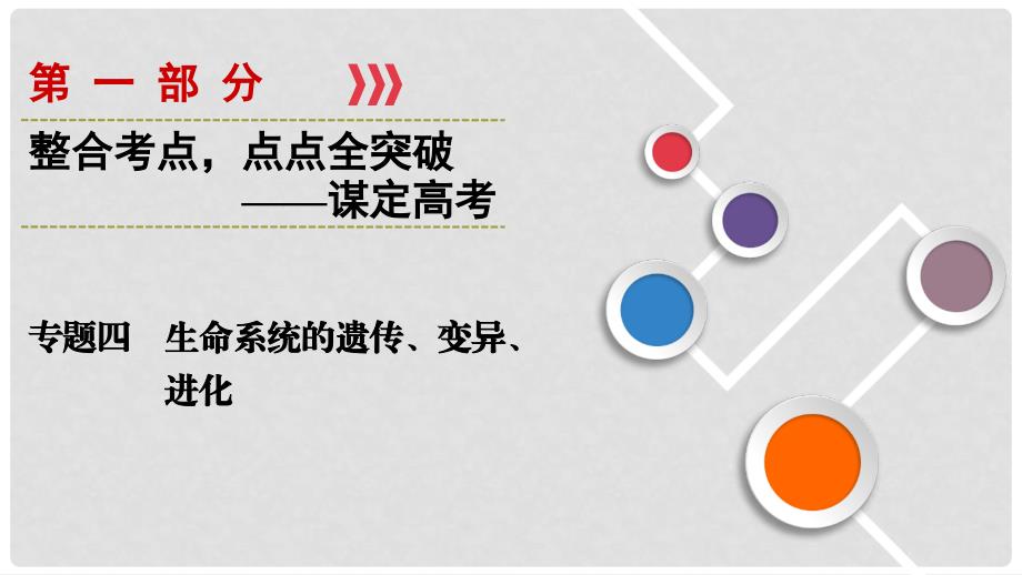 高考生物大二轮复习 第01部分 专题04 生命系统的遗传、变异、进化 整合考点12“拨开迷雾”的进化理论课件_第1页