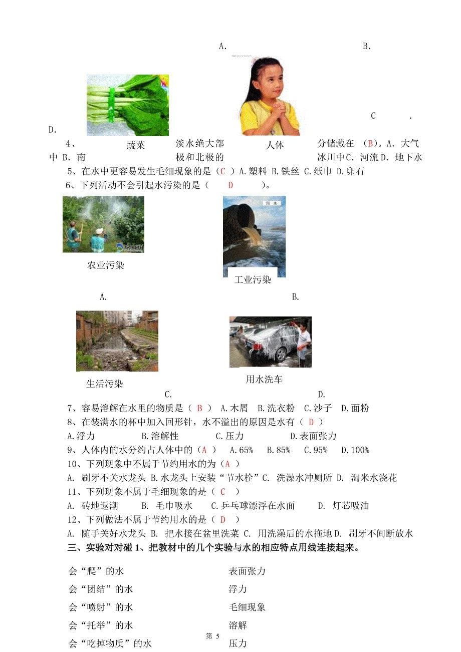 苏教版三年级上册科学单元测试题答案2012-09 (2)_第5页