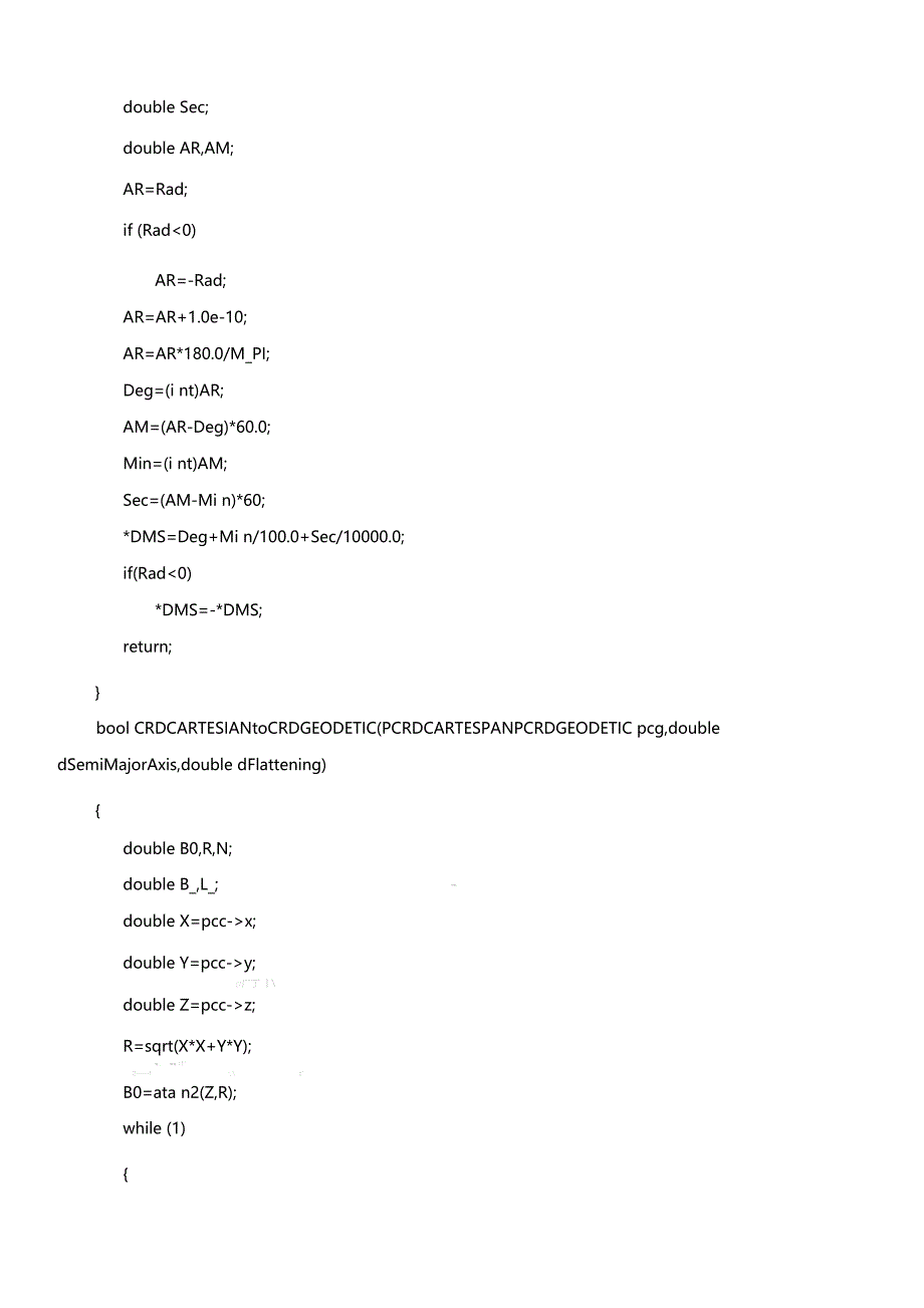 空间直角坐标系与空间大地坐标系的相互转换及其C源程序_第4页
