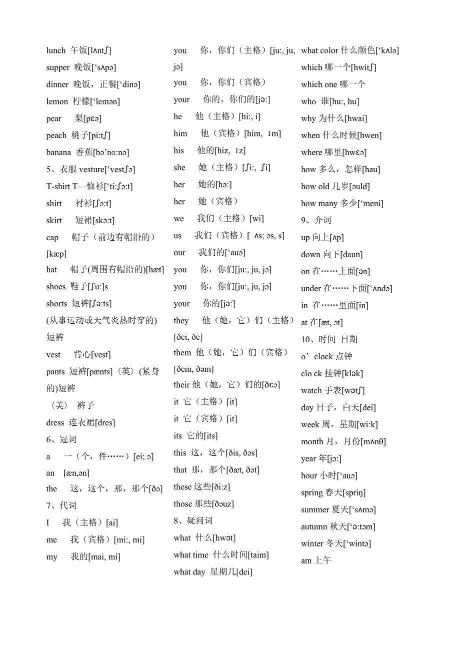 PEP小学英语三至六年级英语单词分类汇总表(带音标)(8K)_第2页