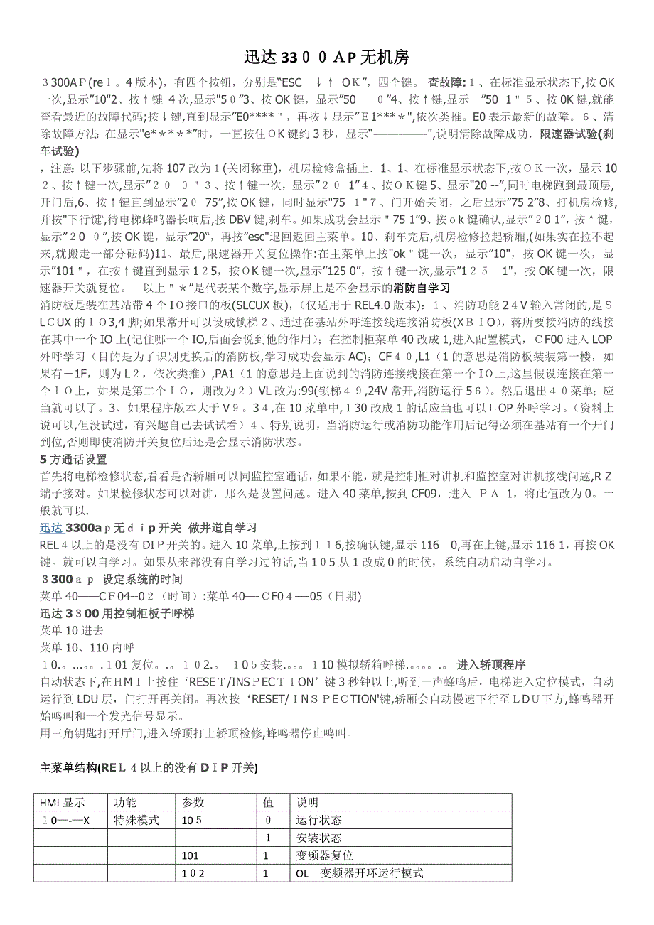 迅达3300AP操作手册_第1页
