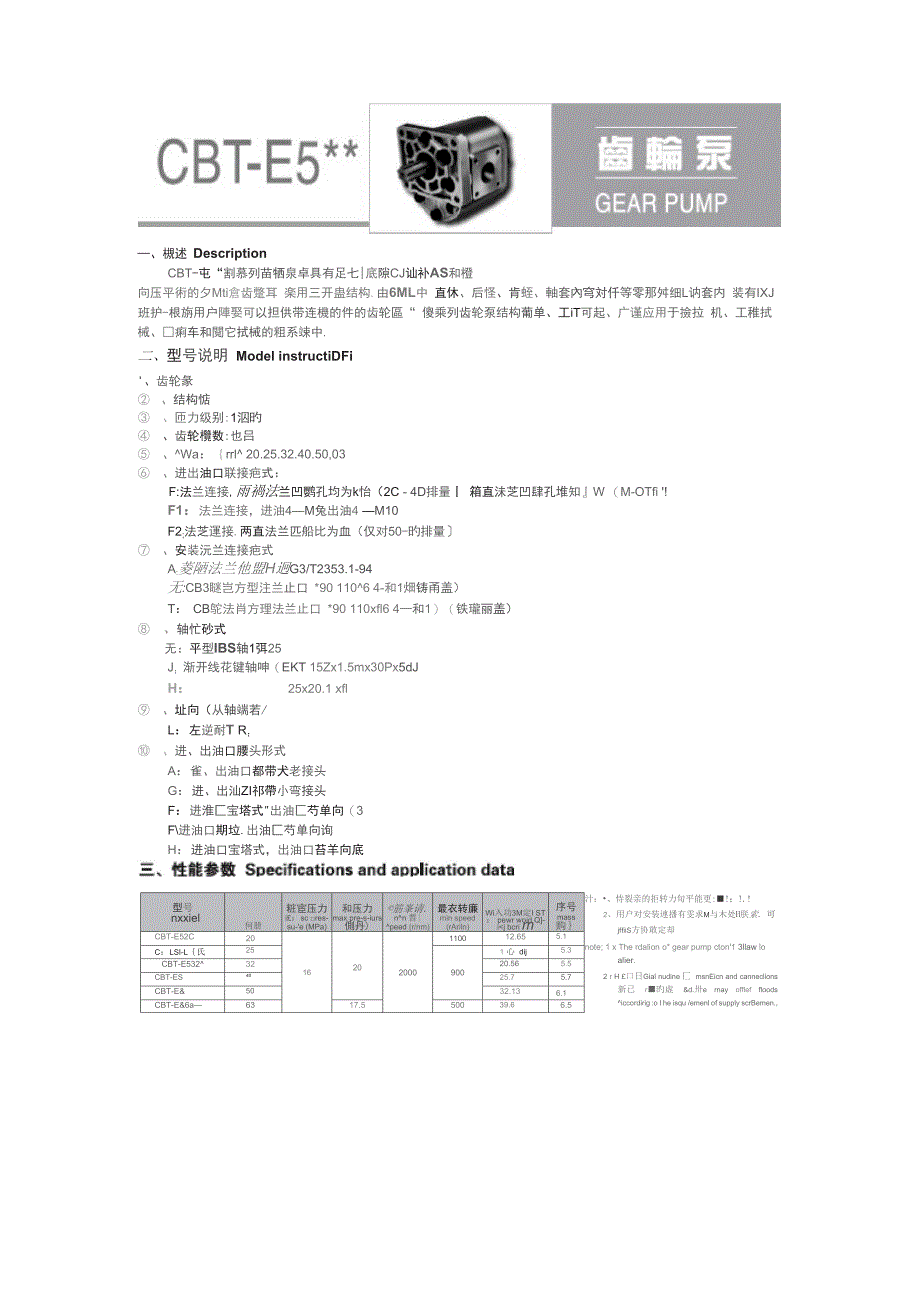 CBT齿轮泵的参数及安装尺寸_第1页