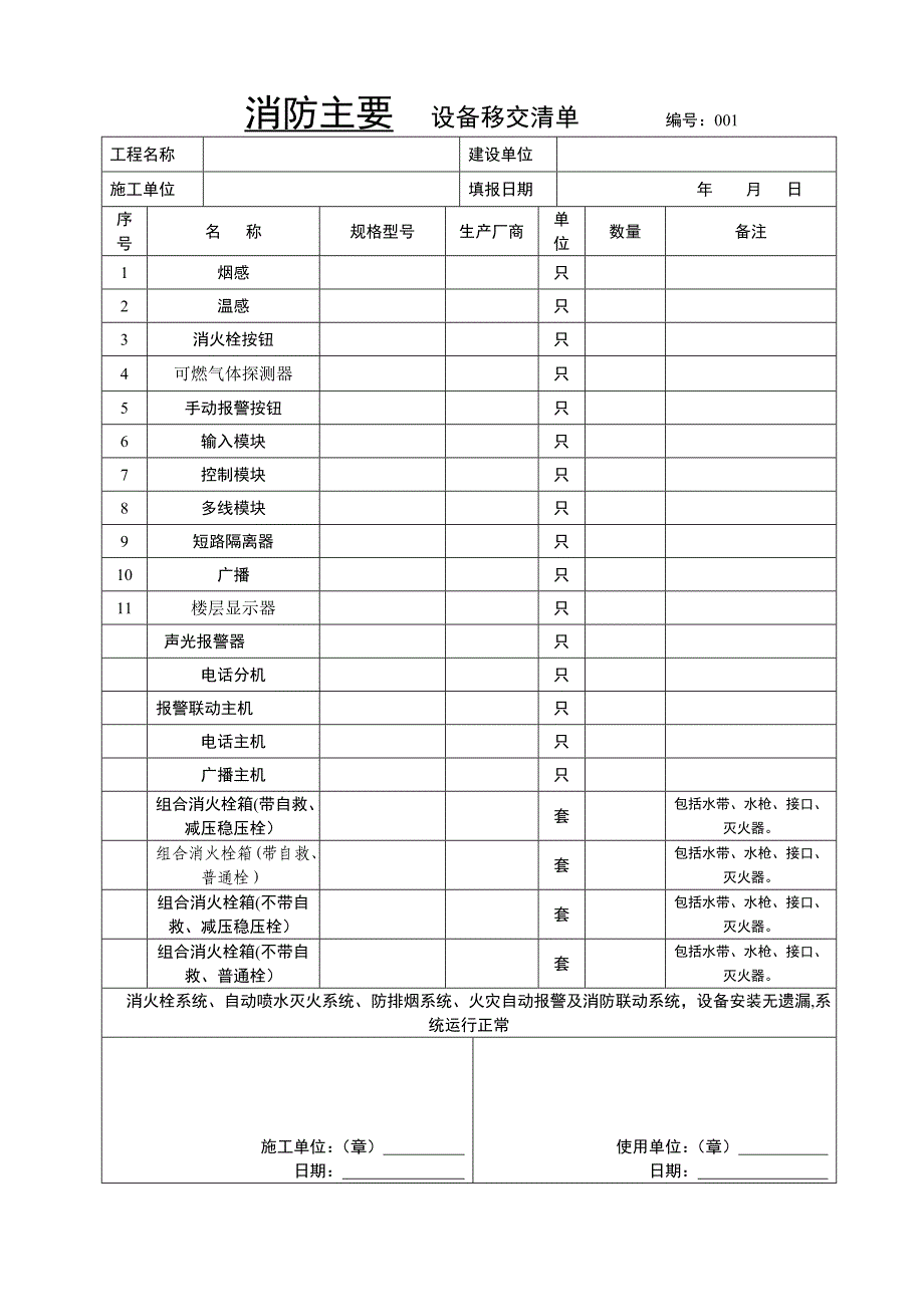 消防设施移交和清单_第2页