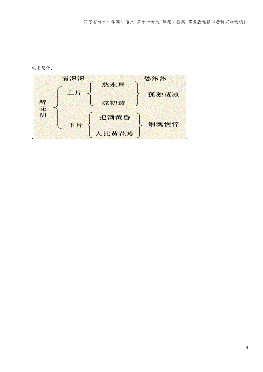 江苏省响水中学高中语文-第十一专题-醉花阴教案-苏教版选修《唐诗宋词选读》.doc_第4页