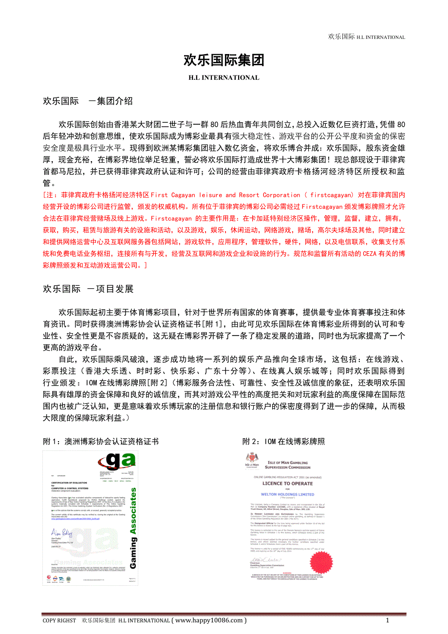 欢乐国际集团合并成立.doc_第1页