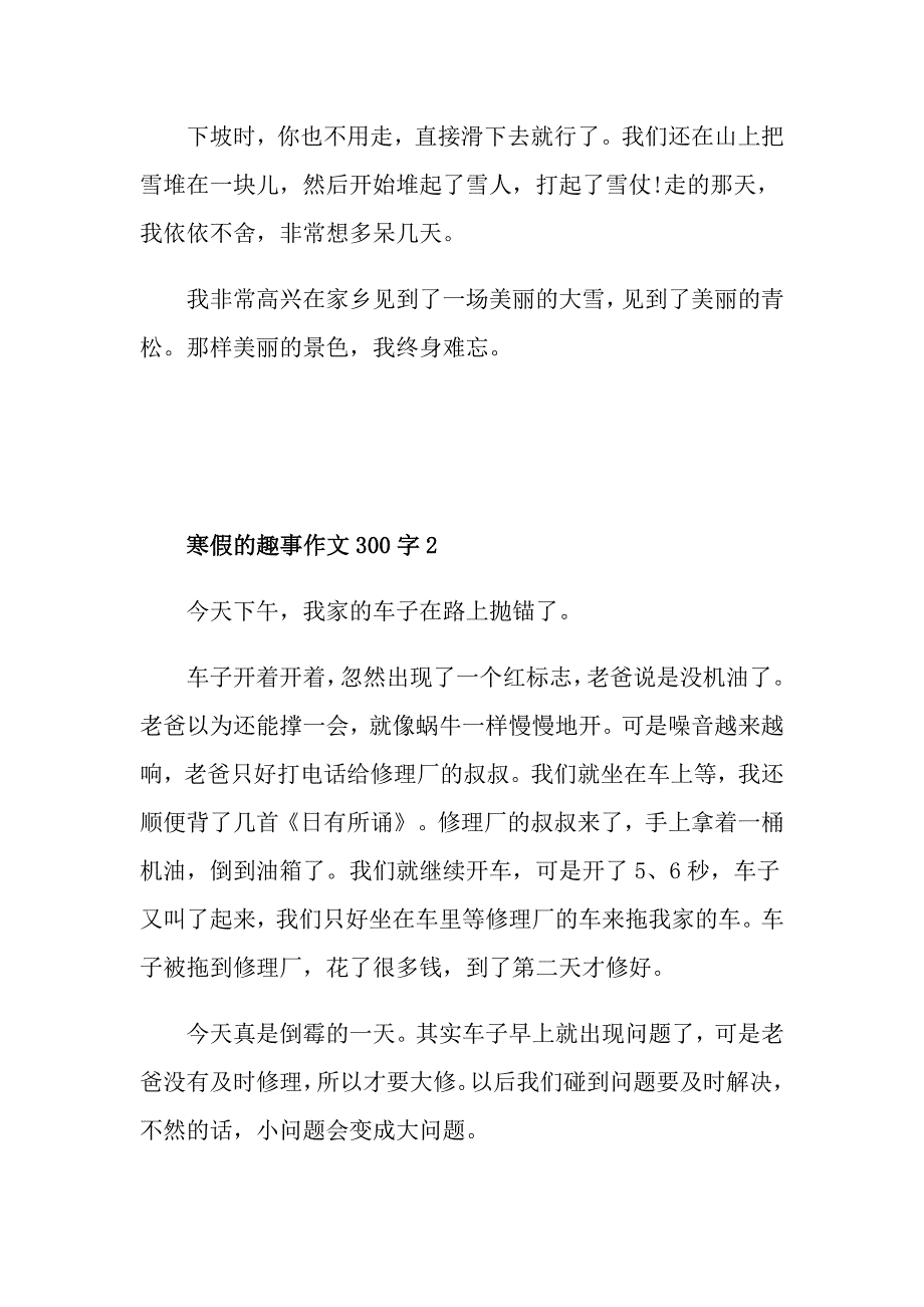 寒假的趣事作文300字_第2页