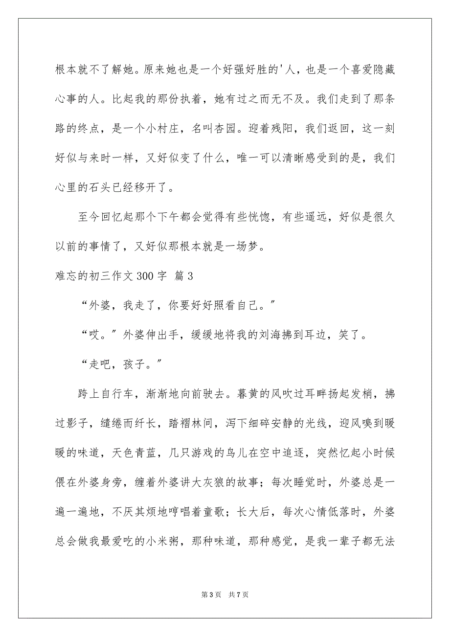 2023年难忘的初三作文300字4范文.docx_第3页