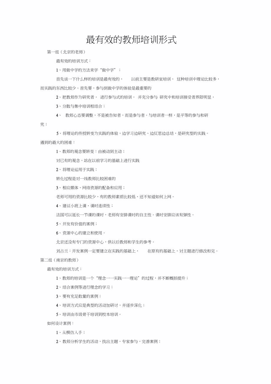 (完整word版)最有效的教师培训形式(word文档良心出品)_第1页