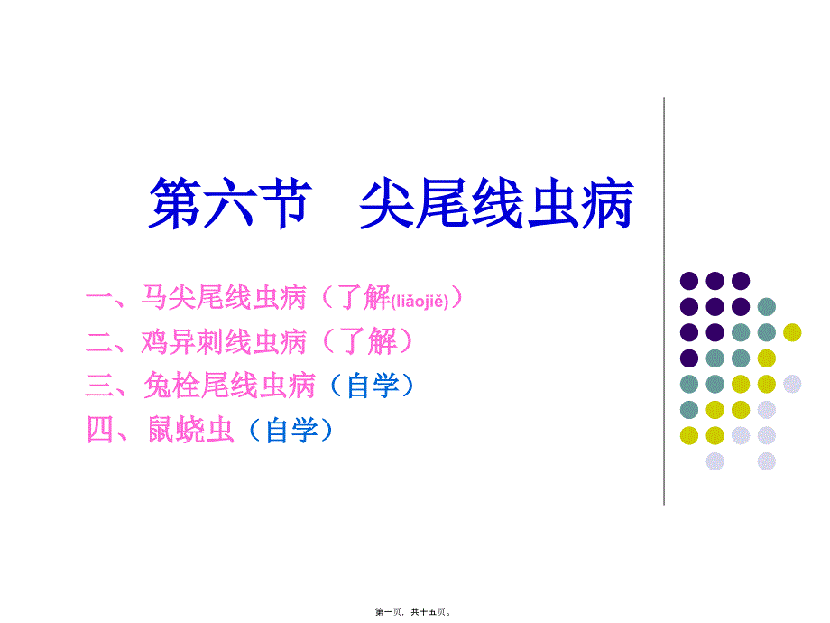 医学专题—第3讲---尖尾线虫病3033_第1页