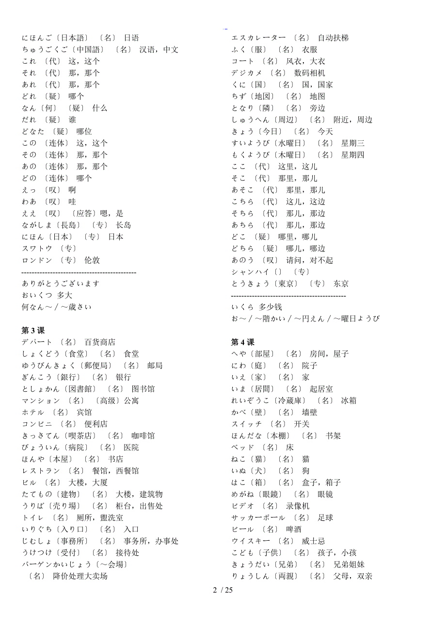 新标日初级全本单词_第2页