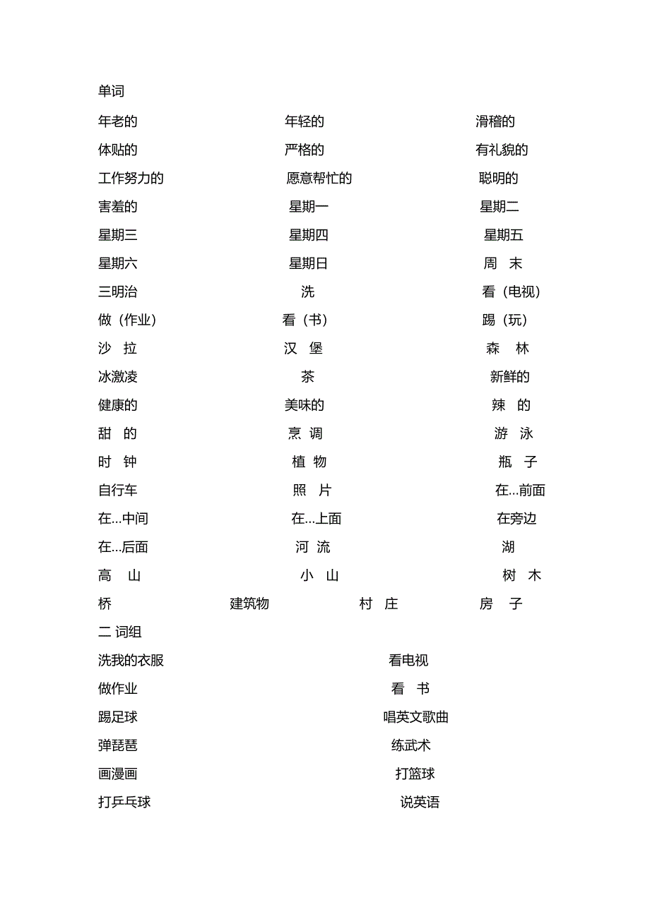 五上单词词组归总_第1页