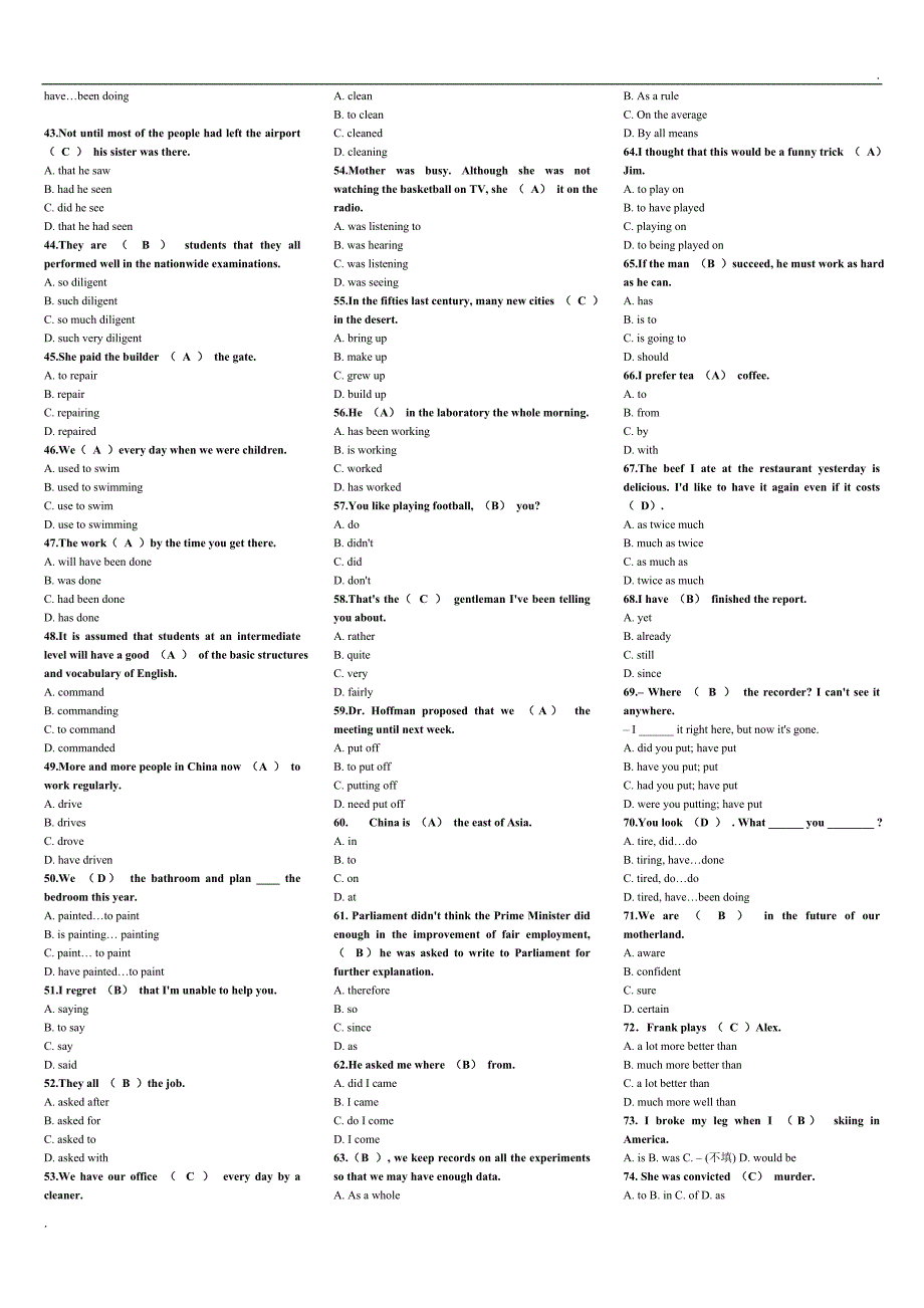 2019年推荐 电大开放英语3考试小抄_第3页