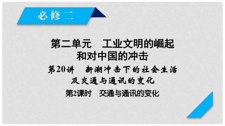 高考历史大一轮复习 第二单元 工业文明的崛起和对中国的冲击 第20讲 新潮冲击下的社会生活及交通与通讯的变化 第2课时 交通与通讯的变化课件 岳麓版必修2_第2页